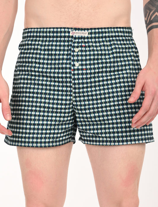 Crosscreek Men's 2-Pack Classic Printed Cotton Boxer Shorts – Blue Diamond & Maroon Polka
