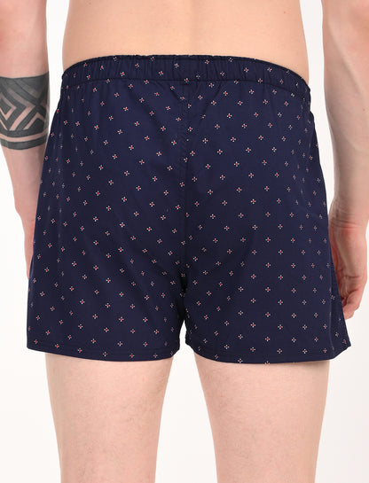 Crosscreek Men's 2-Pack Classic Printed Cotton Boxer Shorts – Navy Base & White Base