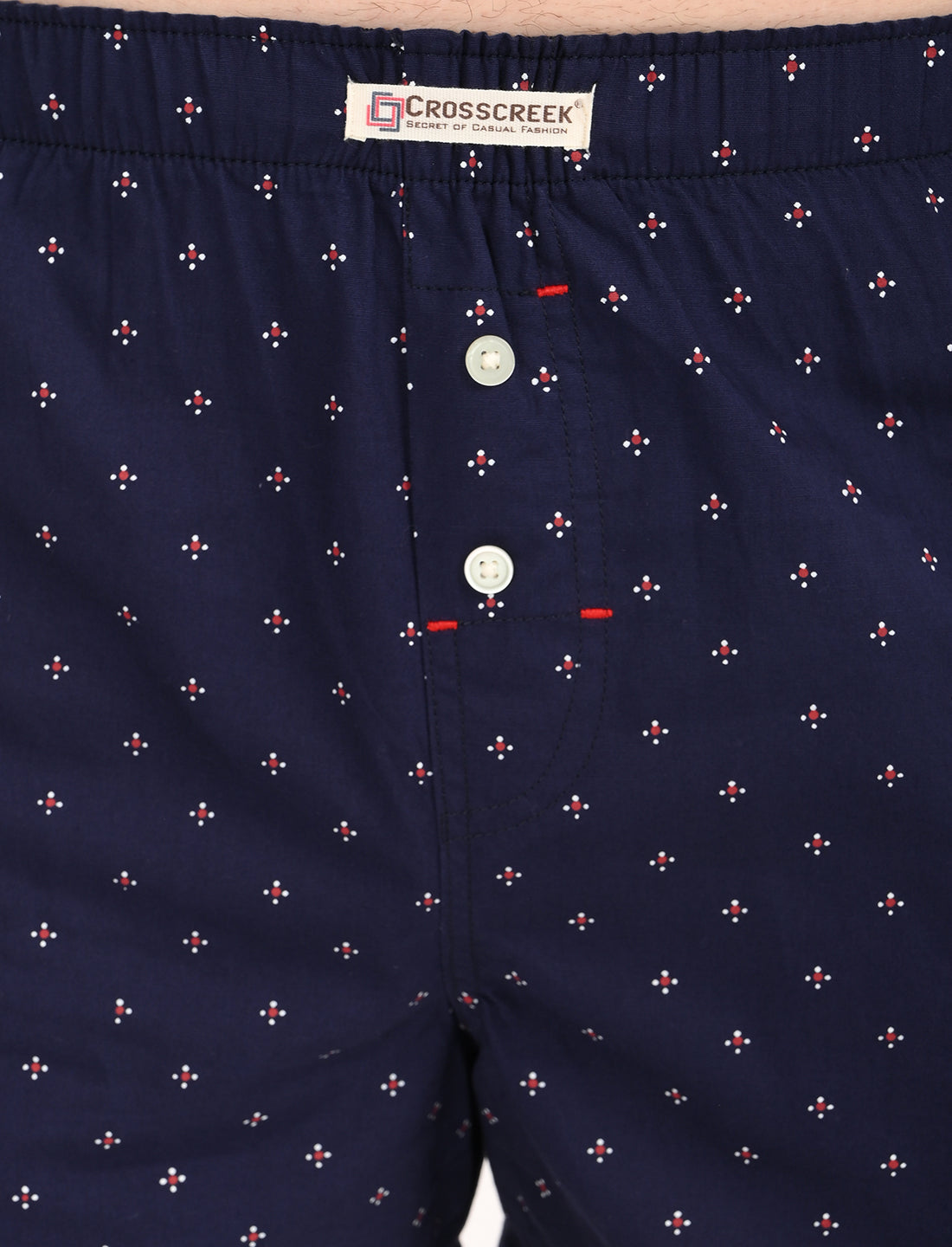 Crosscreek Men's 2-Pack Classic Printed Cotton Boxer Shorts – Navy Base & White Base