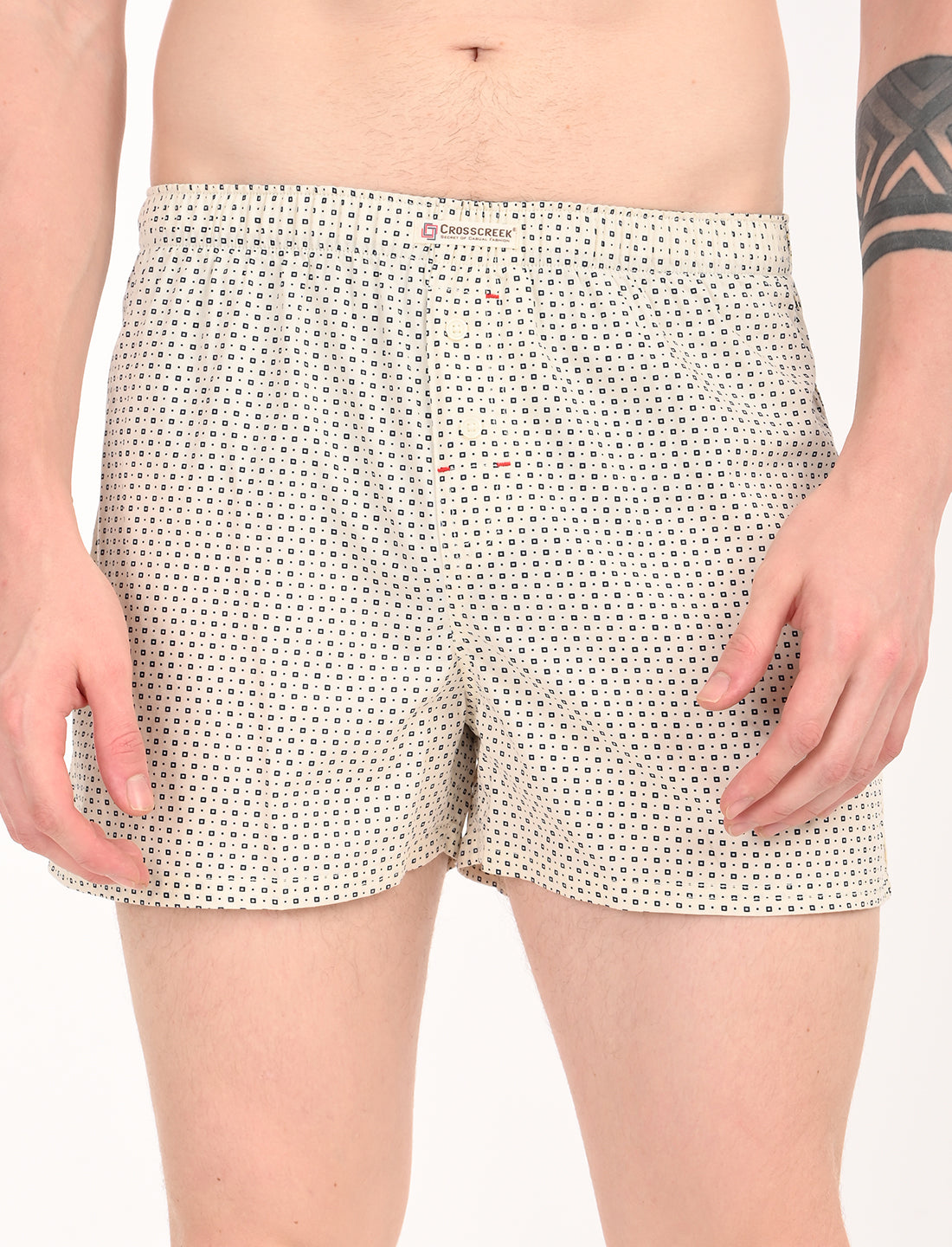 Crosscreek Men's Classic Printed Boxer Shorts - 2-Pack (No Pockets, Side Slit, Buttoned Front)