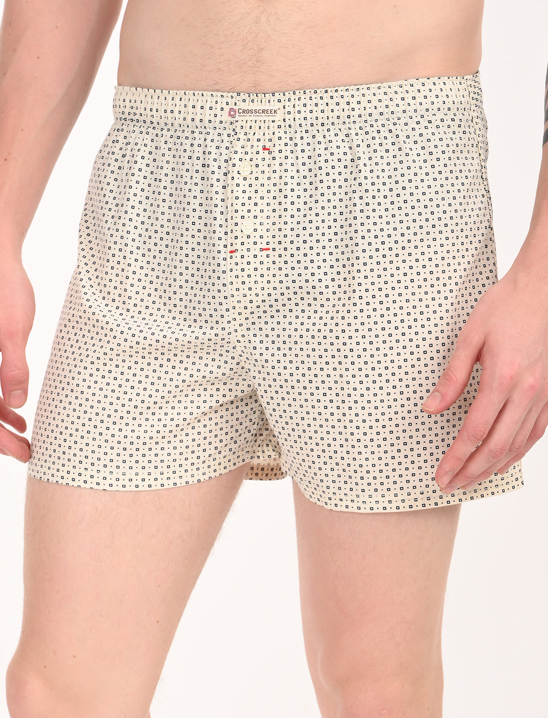 Crosscreek Men's Classic Printed Boxer Shorts - 2-Pack (No Pockets, Side Slit, Buttoned Front)