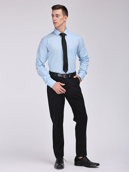 Copperline Men Light Blue Plain Formal Shirt Copperline