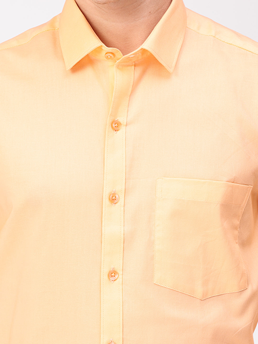 Copperline Men Orange Plain Formal Shirt Copperline