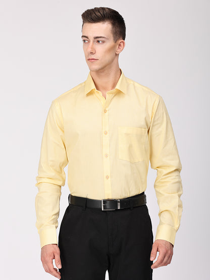 Copperline Men Yellow Plain Formal Shirt Copperline