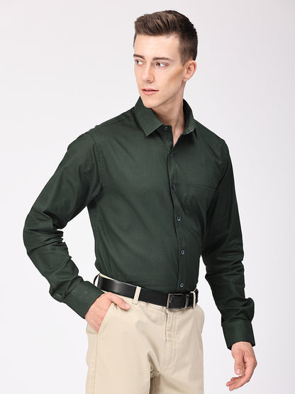 Copperline Men Green Plain Formal Shirt Copperline