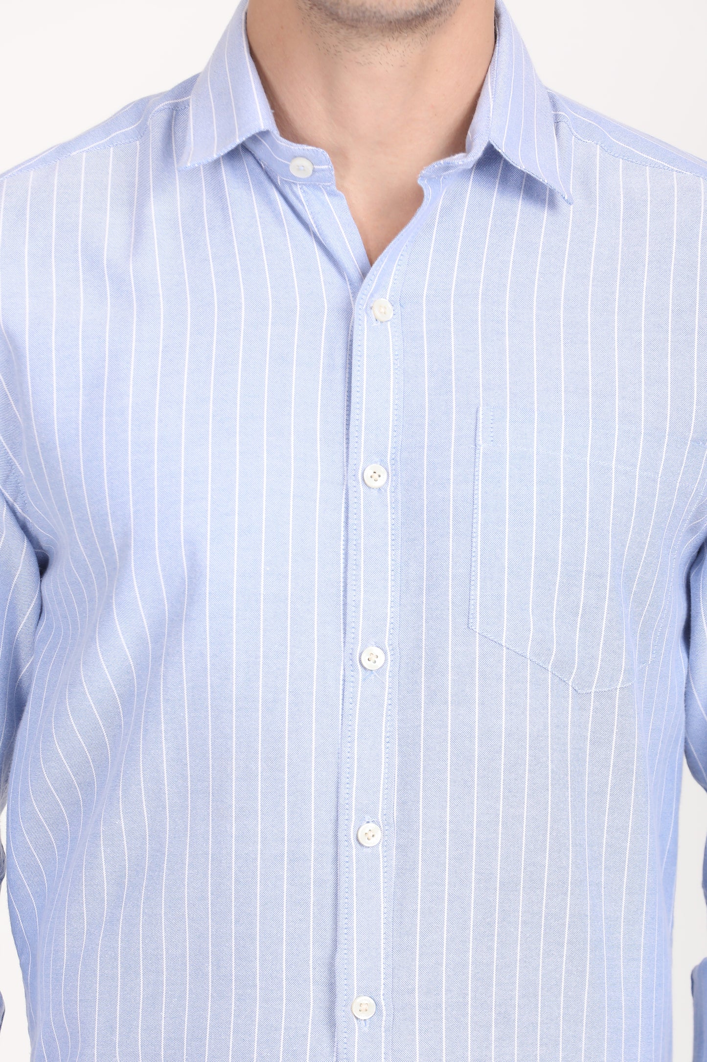 Copperline Men Blue Stripes Formal Shirt