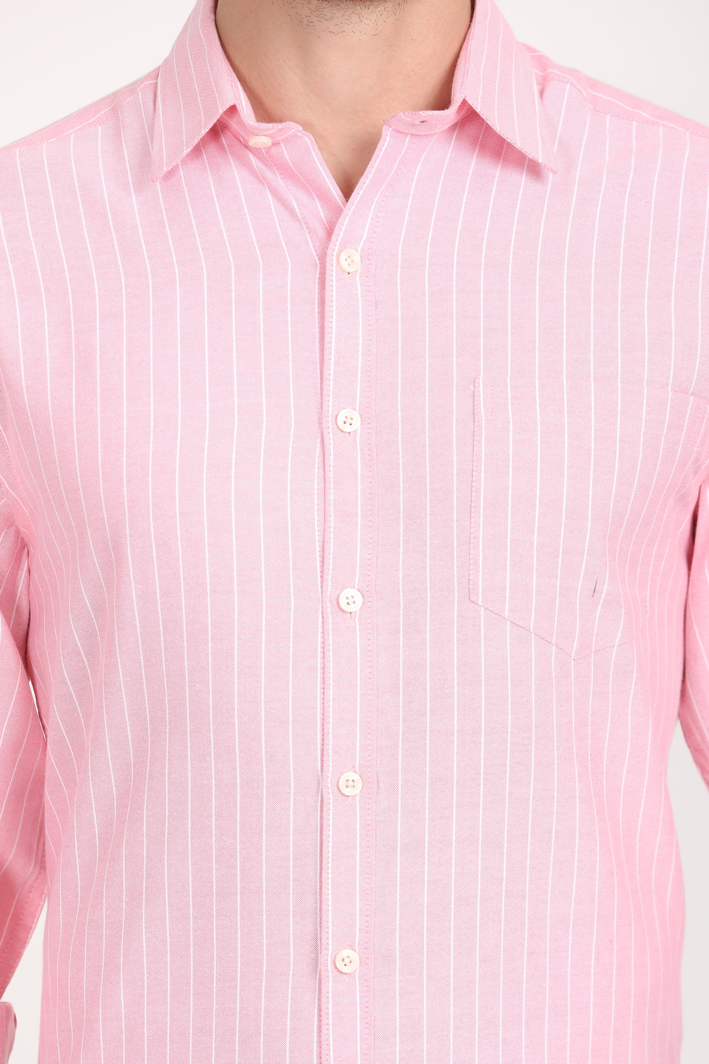 Copperline Men Pink Stripes Formal Shirt