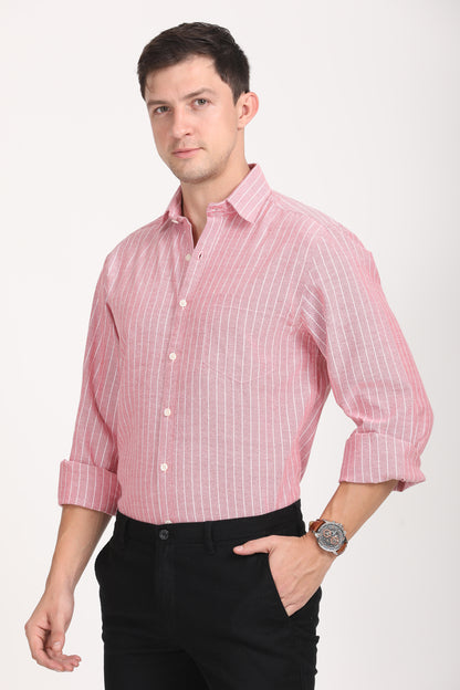 Copperline Men Red Stripes Formal Shirt