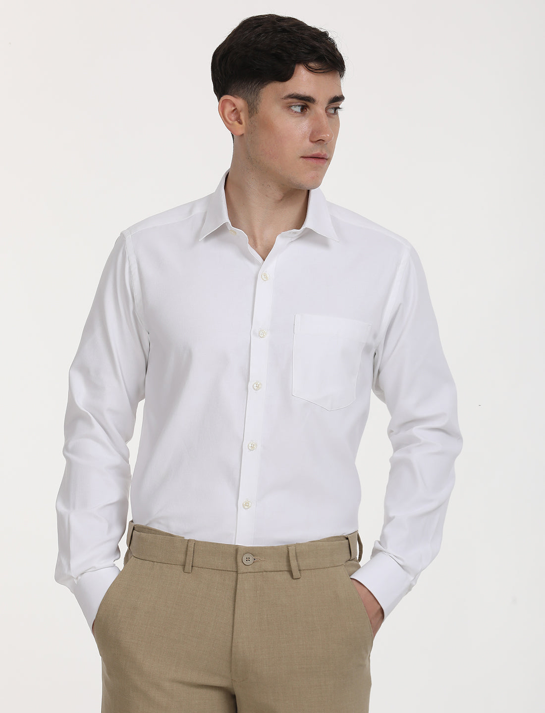 Copperline Men White Oxford Formal Shirt