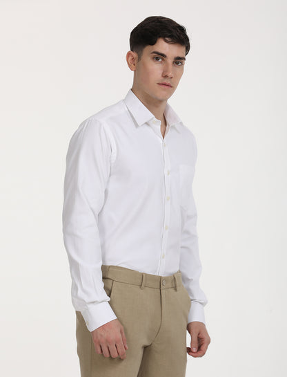 Copperline Men White Oxford Formal Shirt