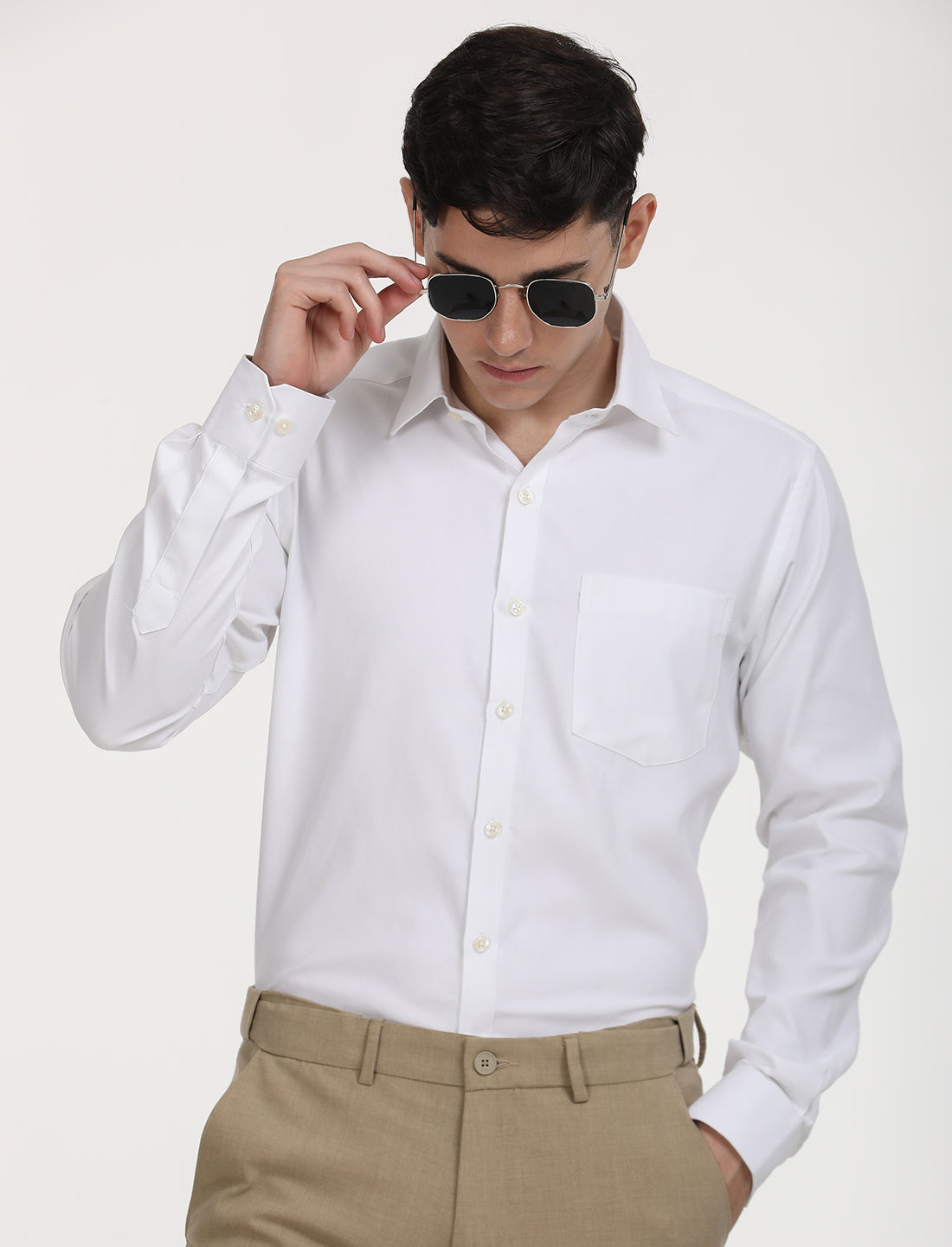 Copperline Men White Oxford Formal Shirt