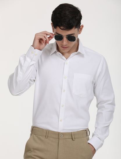 Copperline Men White Oxford Formal Shirt