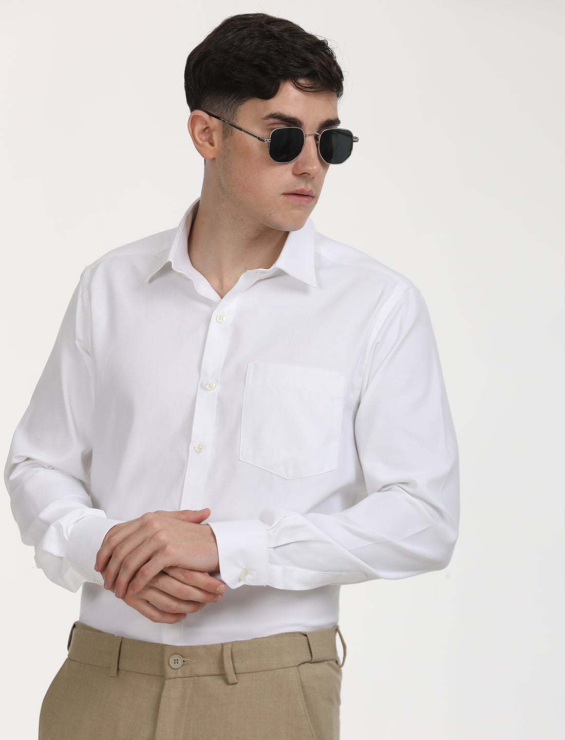 Copperline Men White Oxford Formal Shirt