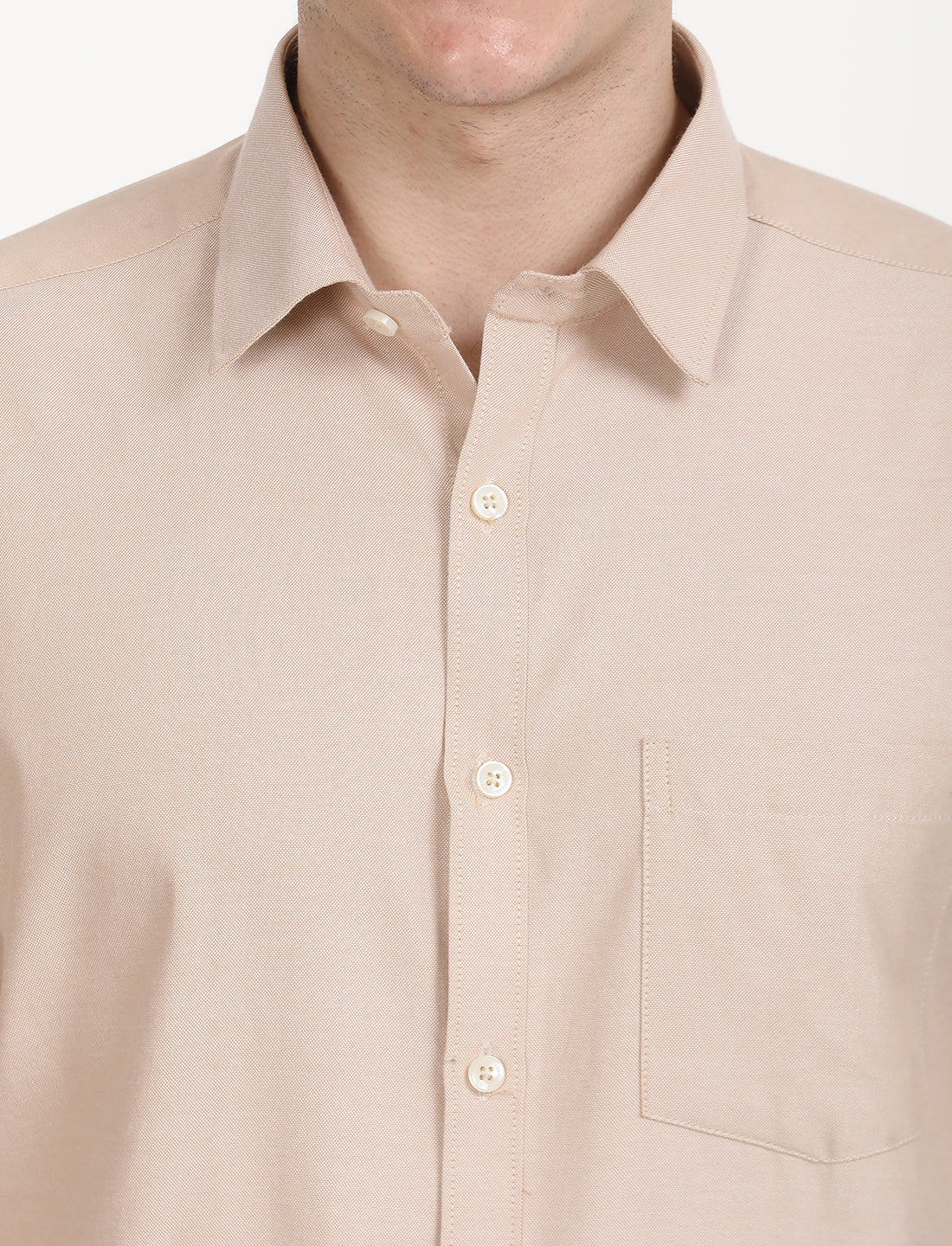 Copperline Men Beige Oxford Formal Shirt