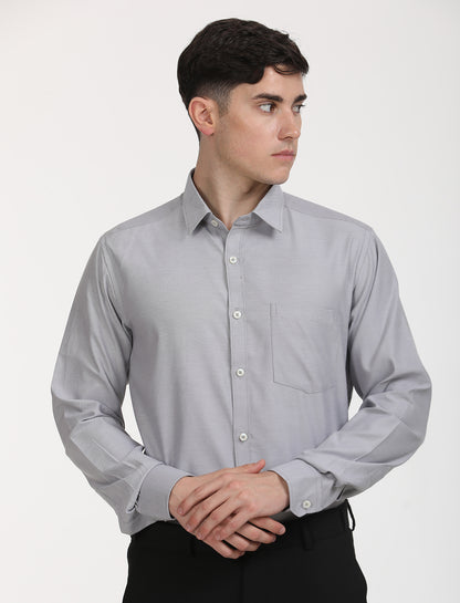 Copperline Men Grey Oxford Formal Shirt