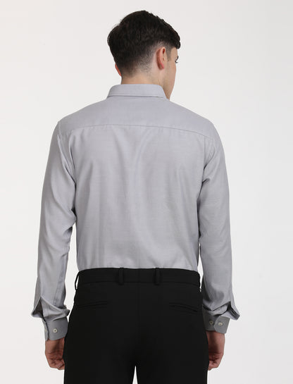 Copperline Men Grey Oxford Formal Shirt