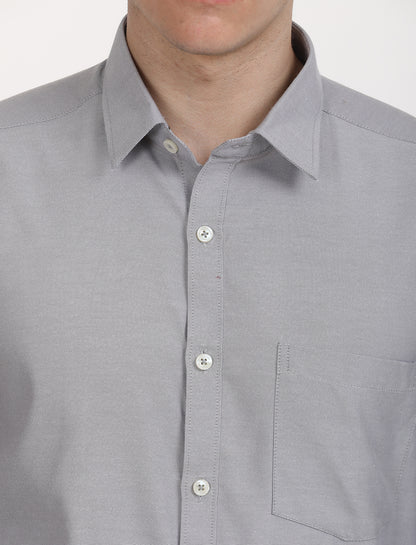 Copperline Men Grey Oxford Formal Shirt