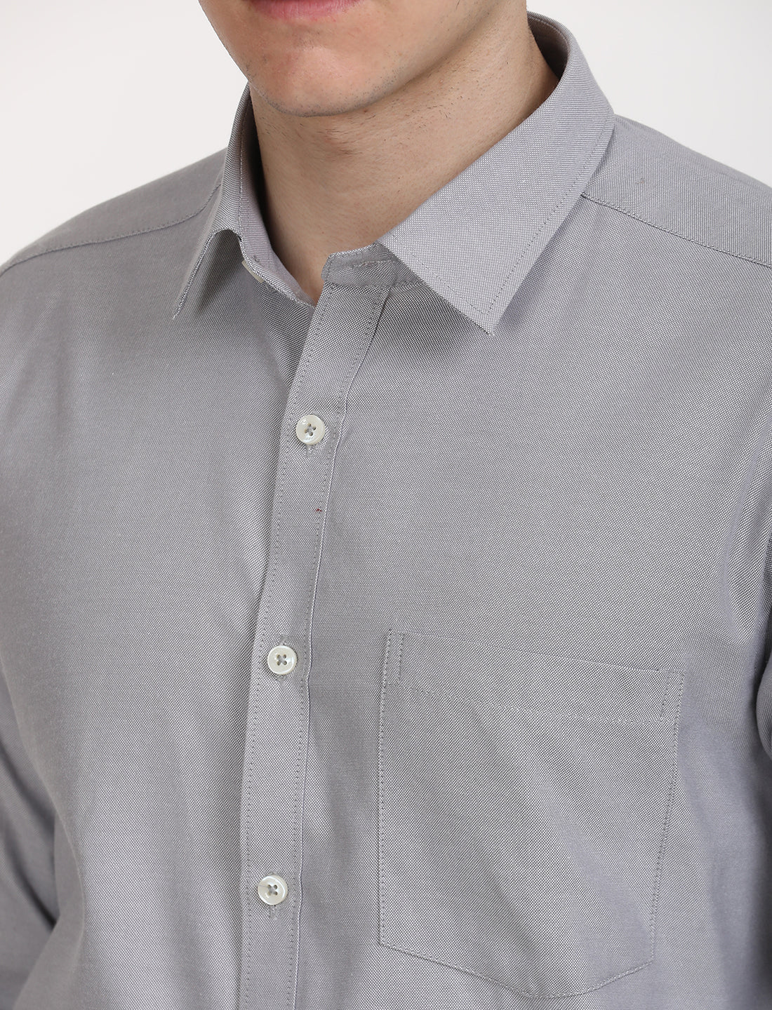 Copperline Men Grey Oxford Formal Shirt