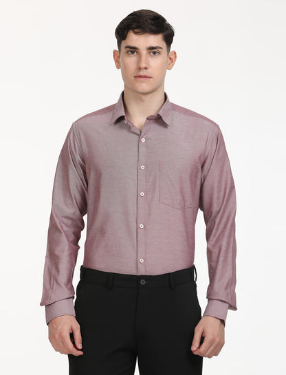 Copperline Men Maroon Oxford Formal Shirt