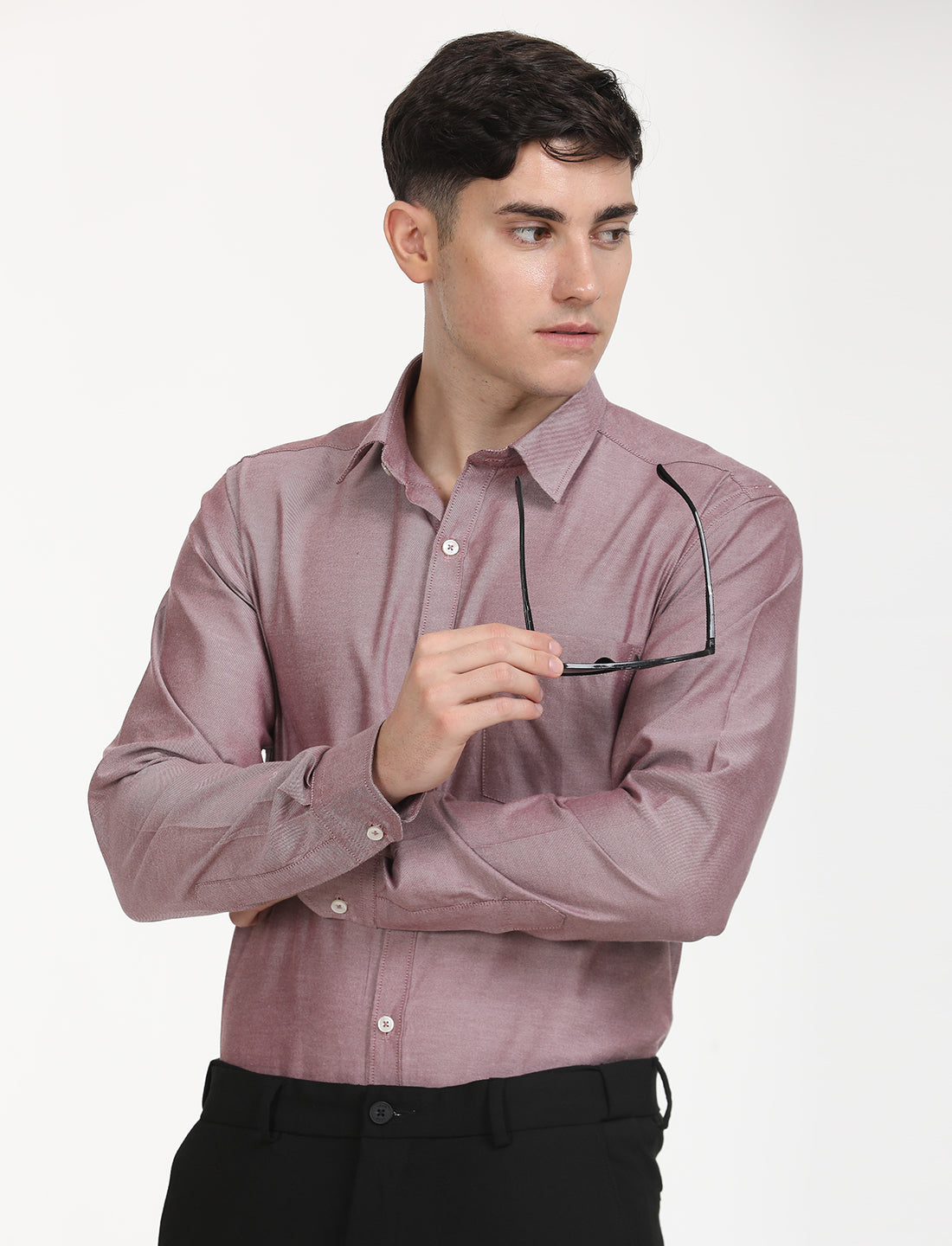 Copperline Men Maroon Oxford Formal Shirt