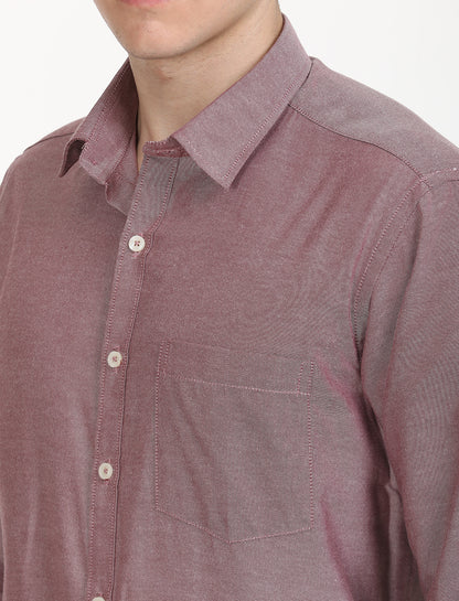 Copperline Men Maroon Oxford Formal Shirt