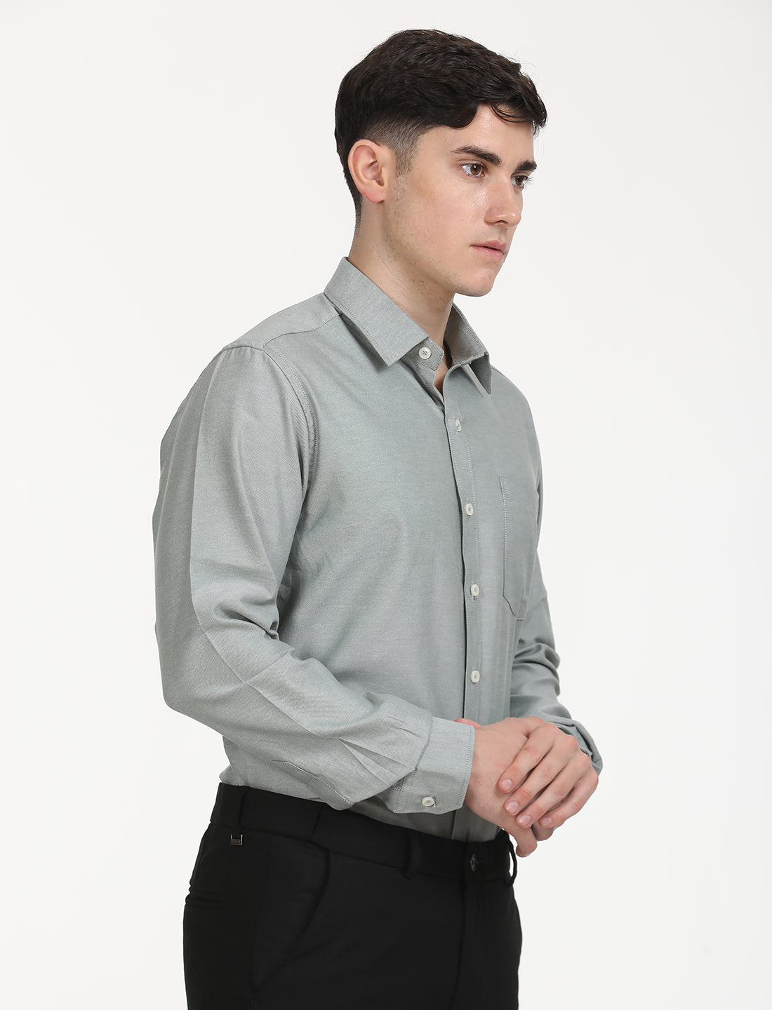 Copperline Men Green Oxford Formal Shirt