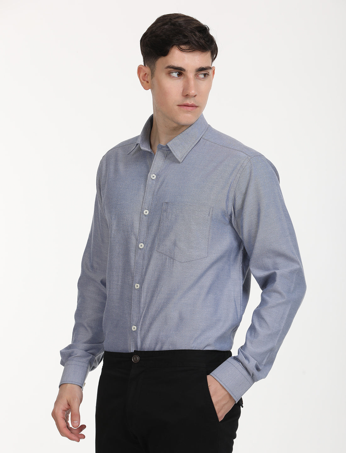 Copperline Men Blue Oxford Formal Shirt