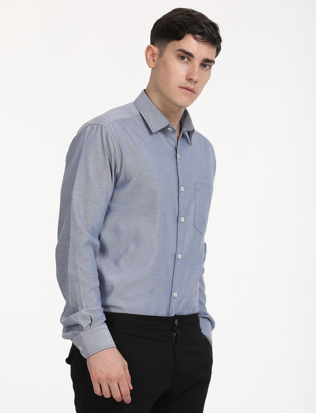 Copperline Men Blue Oxford Formal Shirt