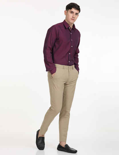 Copperline Men Wine Oxford Formal Shirt