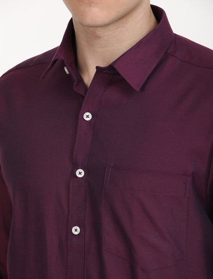 Copperline Men Wine Oxford Formal Shirt