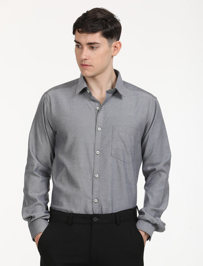 Copperline Men Black Oxford Formal Shirt