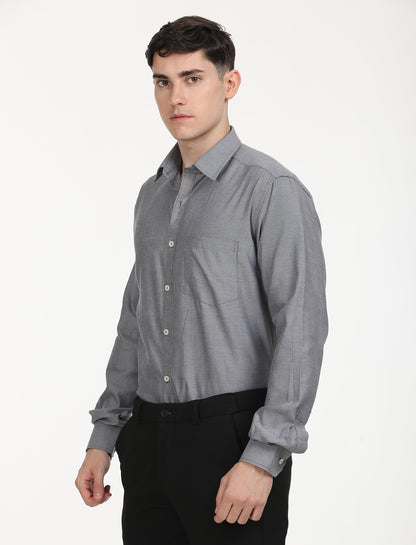 Copperline Men Black Oxford Formal Shirt