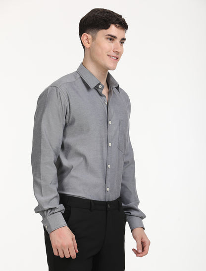 Copperline Men Black Oxford Formal Shirt