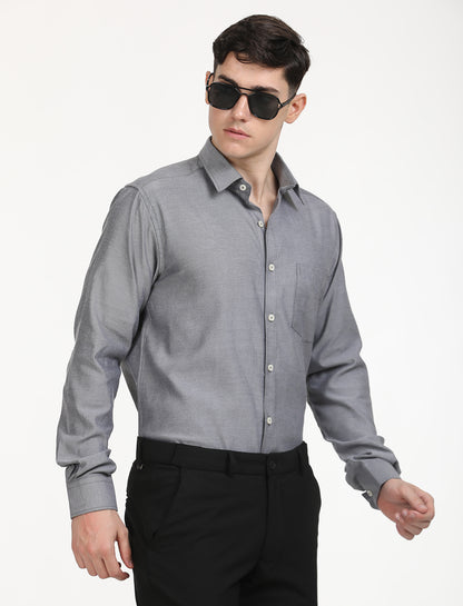 Copperline Men Black Oxford Formal Shirt