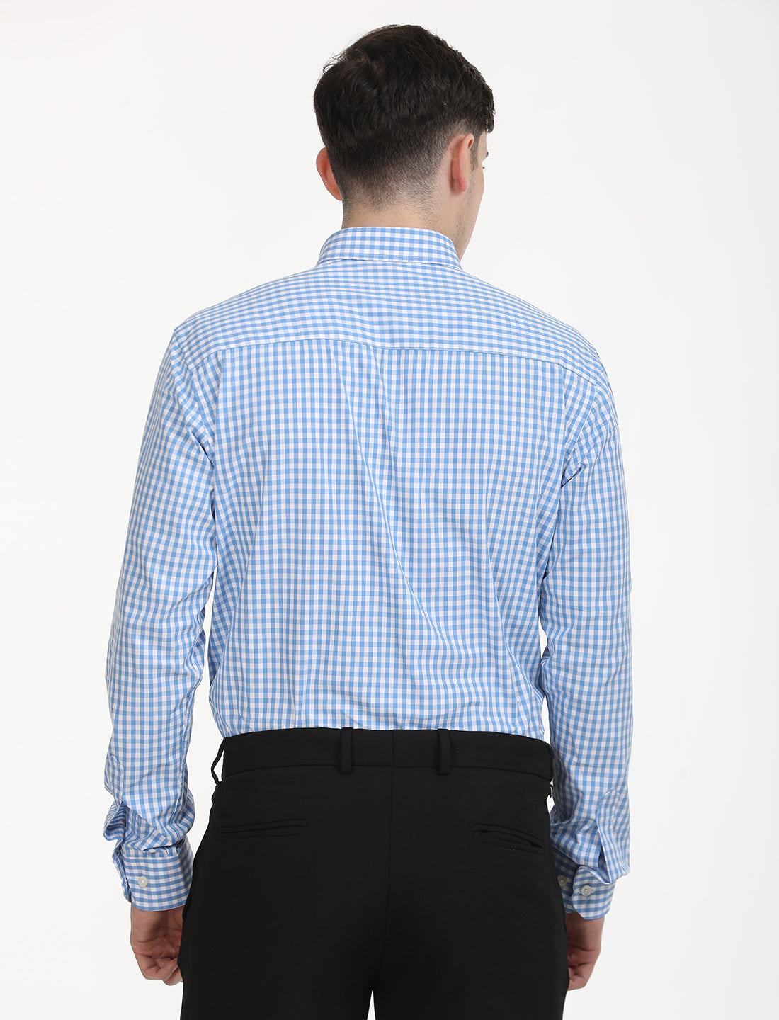 Copperline Men Blue Checks Formal Shirt