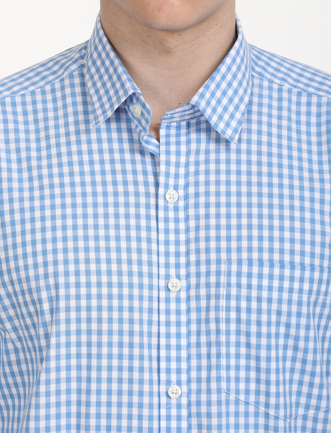 Copperline Men Blue Checks Formal Shirt