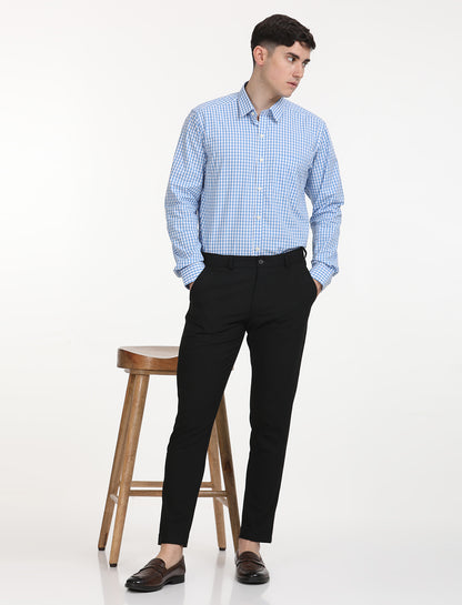 Copperline Men Blue Checks Formal Shirt