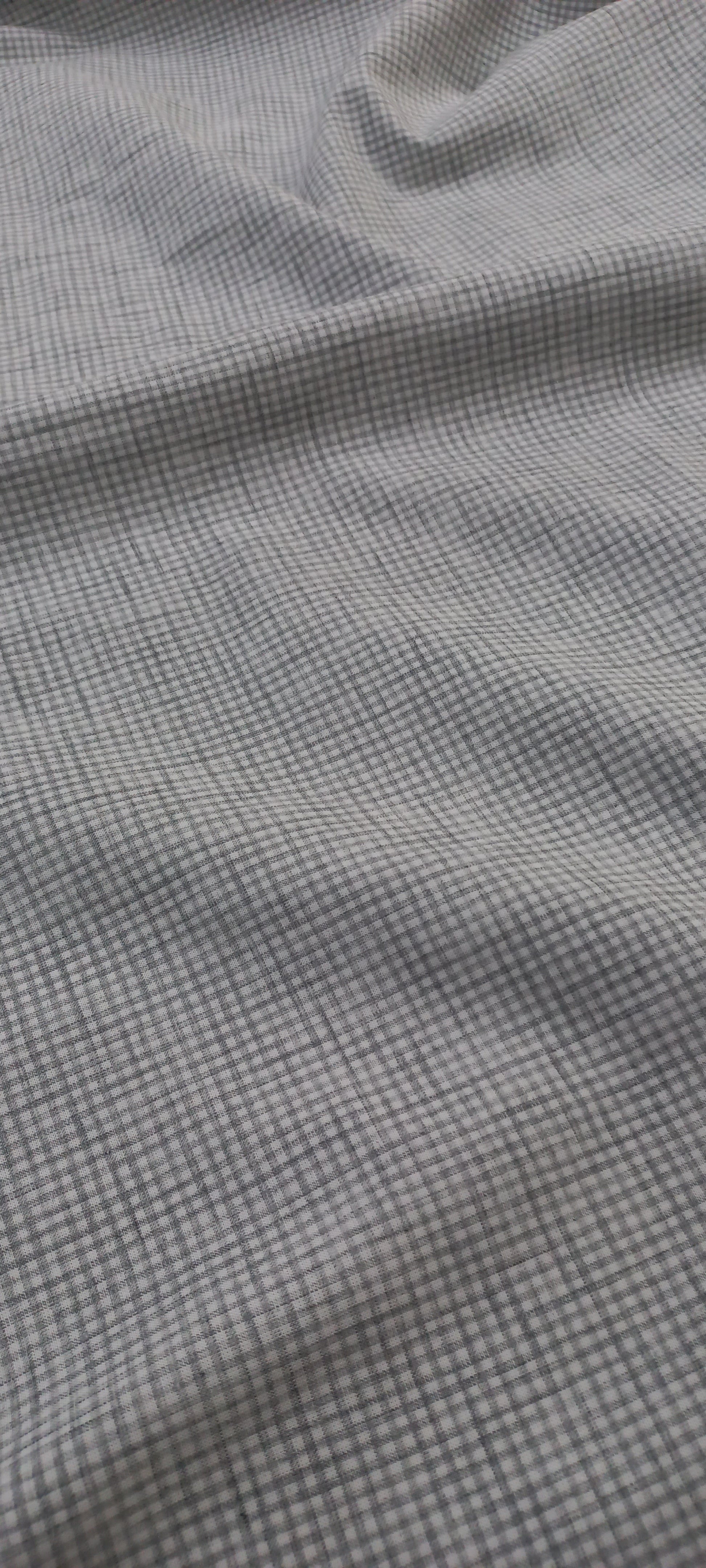 Light Grey Yarn Dyed Checks Cotton Unstitched Men's Shirt Piece (Width 58 Inch | 1.60 Meters)