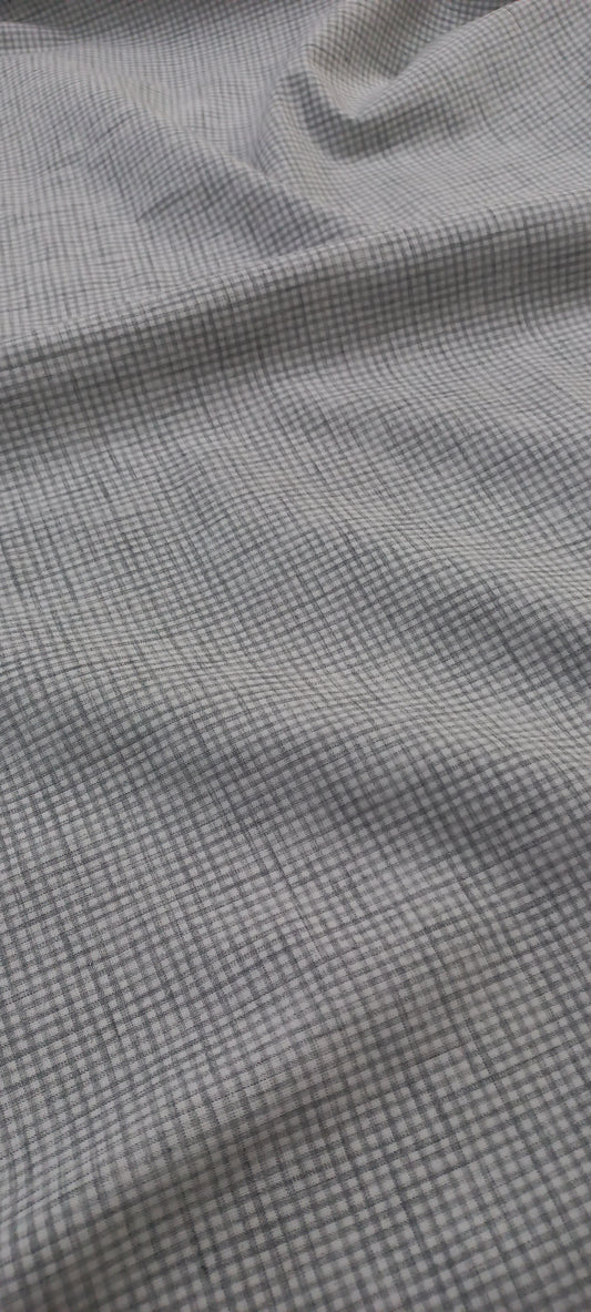 Light Grey Yarn Dyed Checks Cotton Unstitched Men's Shirt Piece (Width 58 Inch | 1.60 Meters)