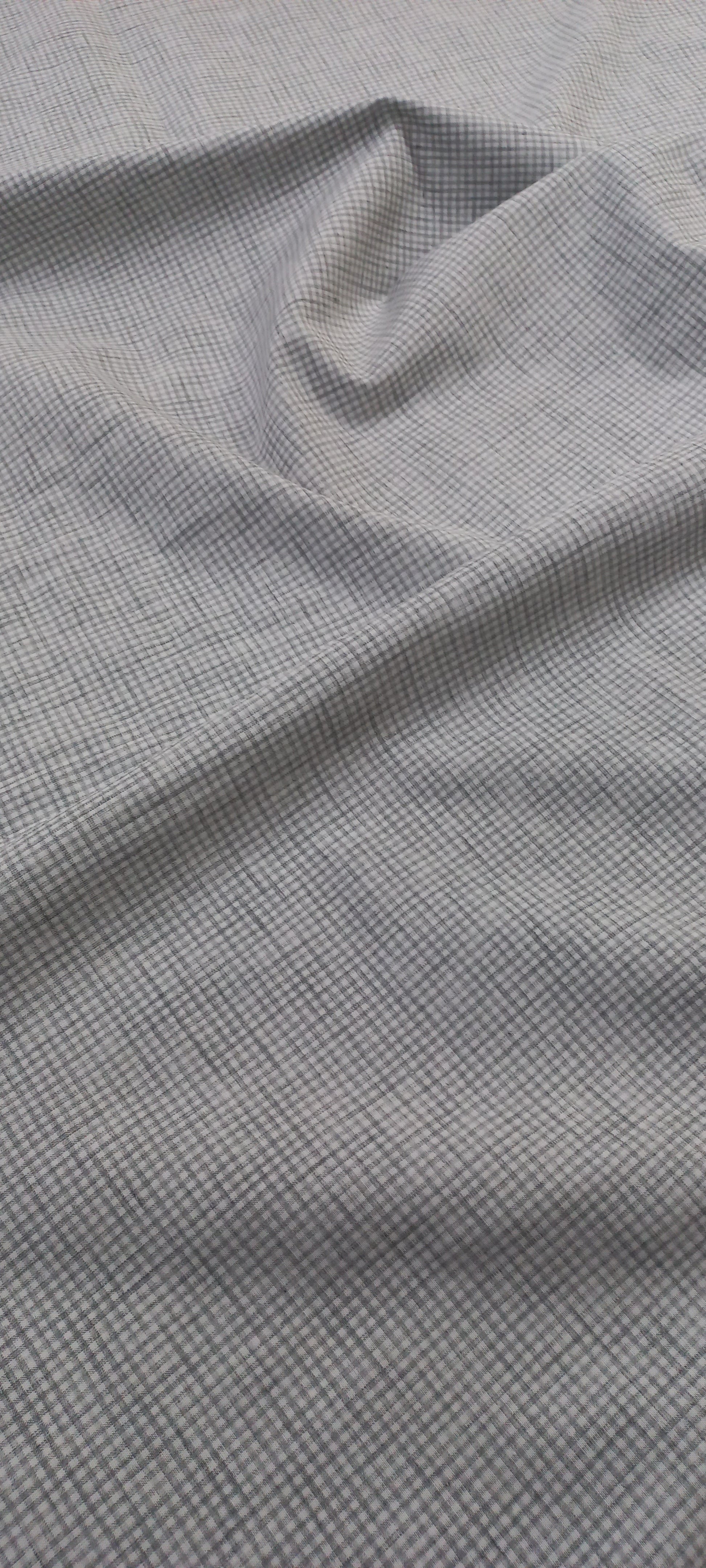 Light Grey Yarn Dyed Checks Cotton Unstitched Men's Shirt Piece (Width 58 Inch | 1.60 Meters)