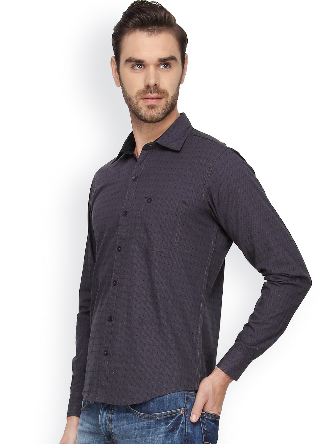 Crosscreek Men Grey Checks Casual Shirt Crosscreek