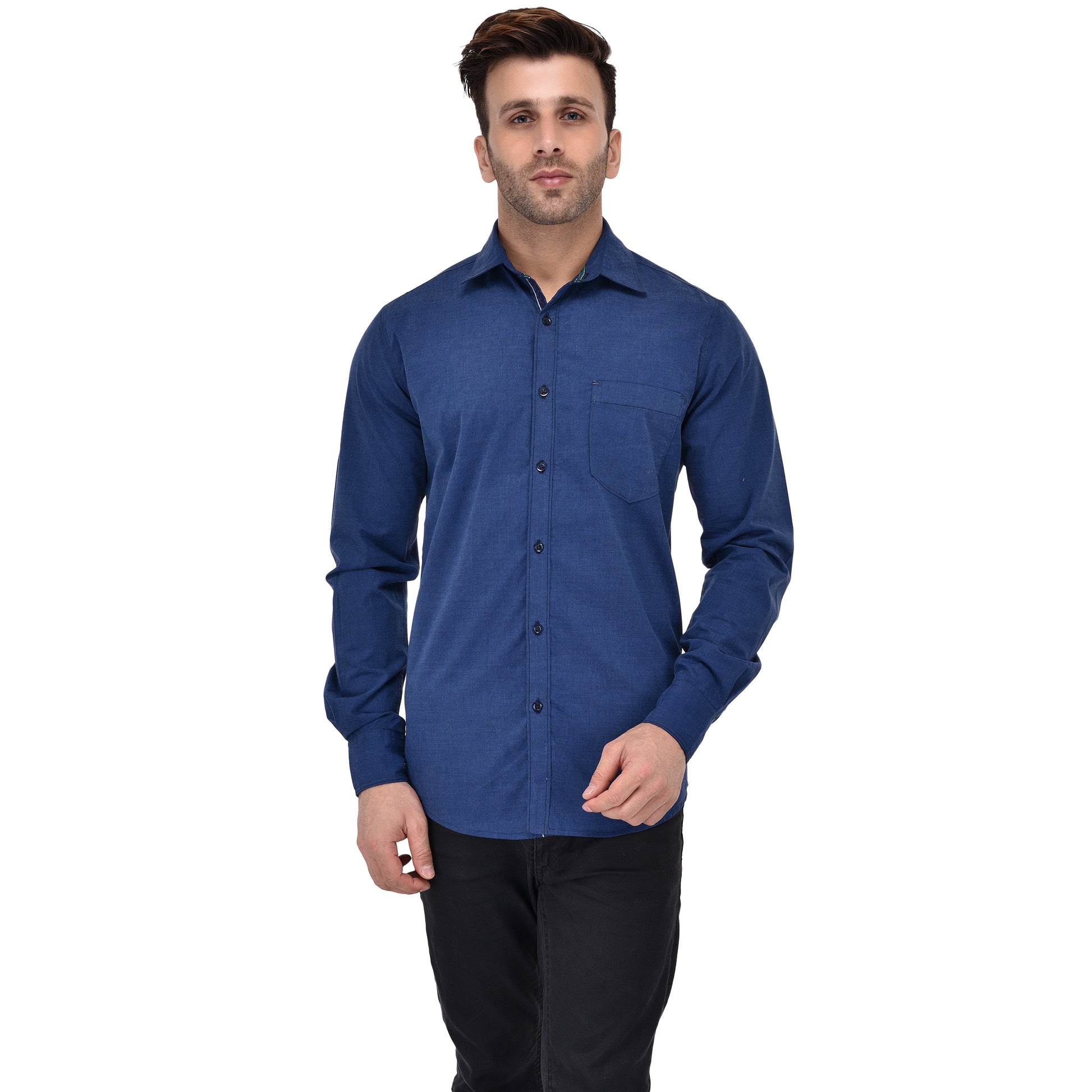 Crosscreek Men Navy Blue Fil-A-Fil Casual Shirt Crosscreek