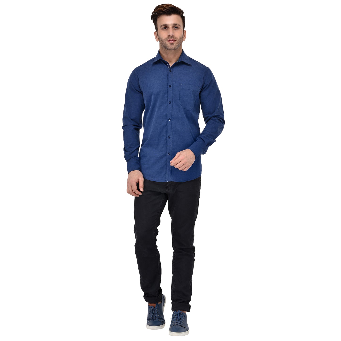 Crosscreek Men Navy Blue Fil-A-Fil Casual Shirt Crosscreek