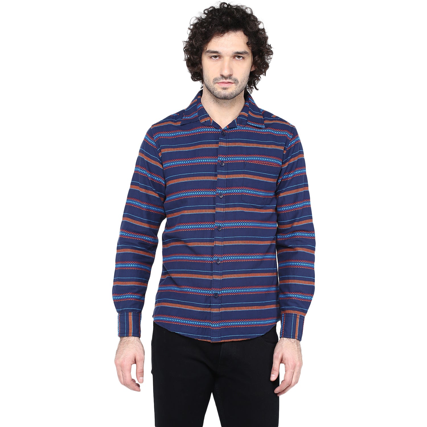 Crosscreek Men Blue Striped Casual Shirt Crosscreek