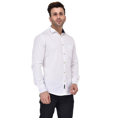 Crosscreek Men White Dobby Casual Shirt Crosscreek