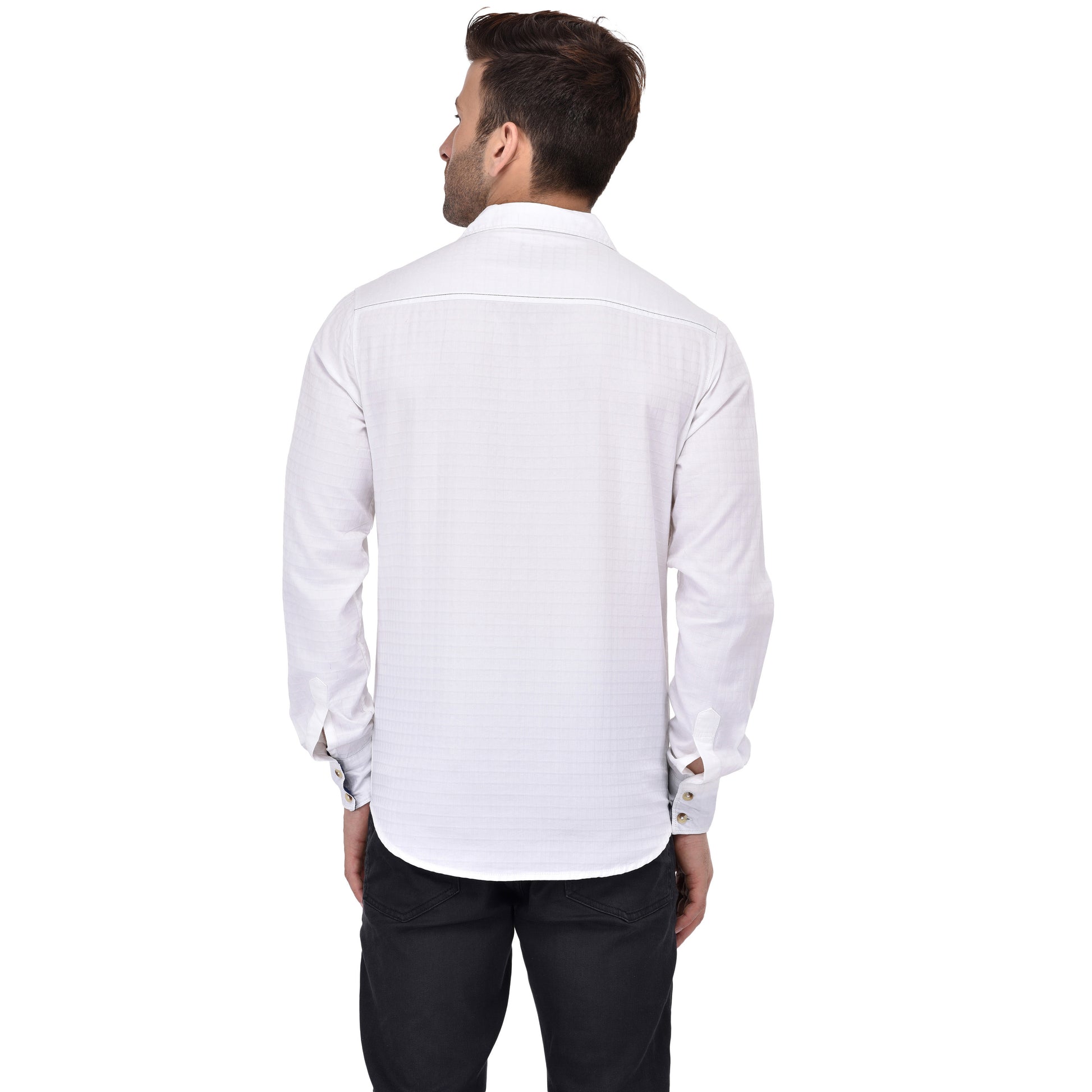 Crosscreek Men White Dobby Casual Shirt Crosscreek