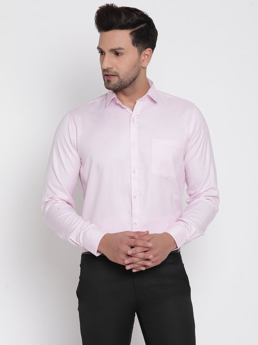 Men Pink Dobby Formal Shirt Copperline