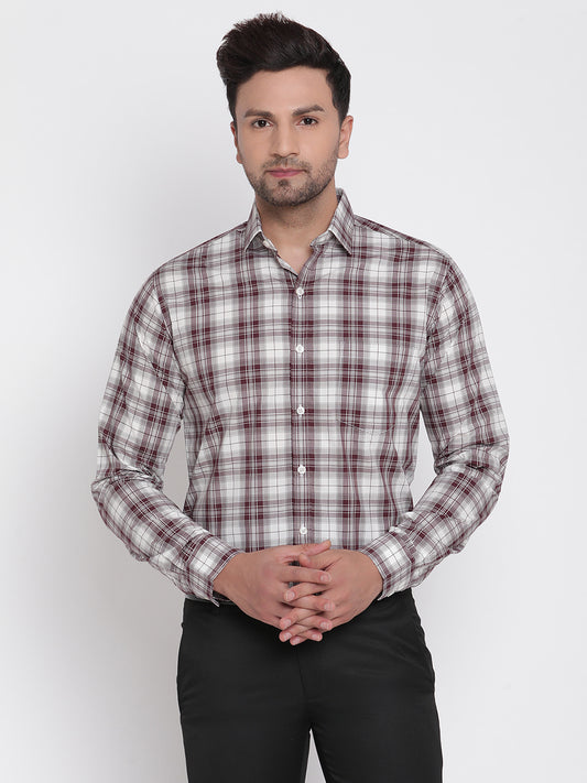 Brown Checked Men Formal Shirt Copperline