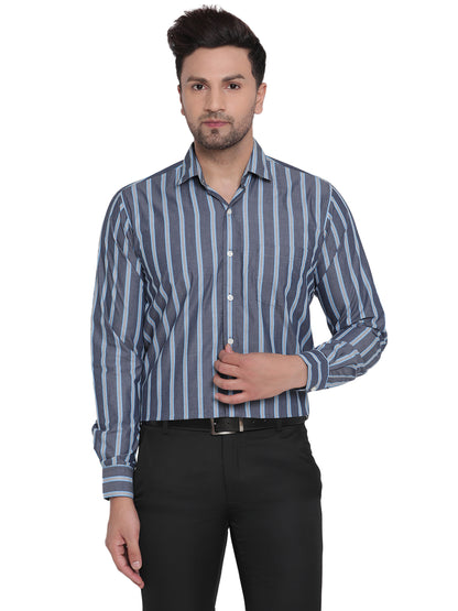 Full Sleeves Blue Striped Formal Shirt Copperline