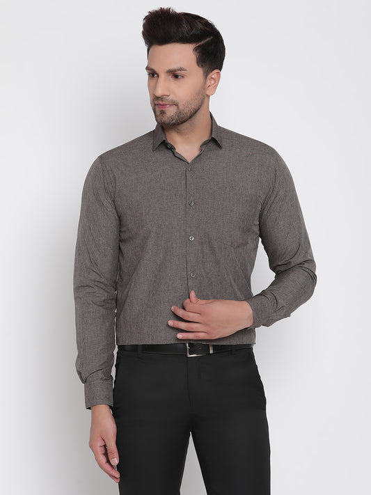 Men Grey Chambray Formal Shirt Copperline